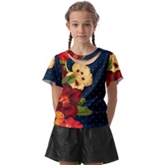 Flowers-vintage-floral Kids  Front Cut Tee