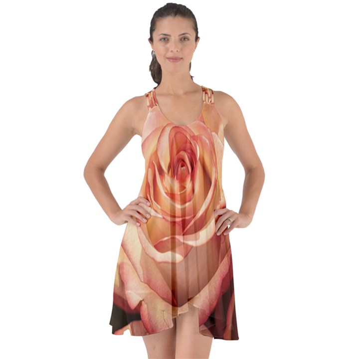 Roses-flowers-rose-bloom-petals Show Some Back Chiffon Dress