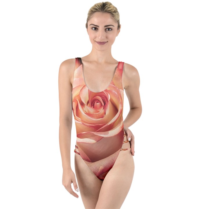 Roses-flowers-rose-bloom-petals High Leg Strappy Swimsuit