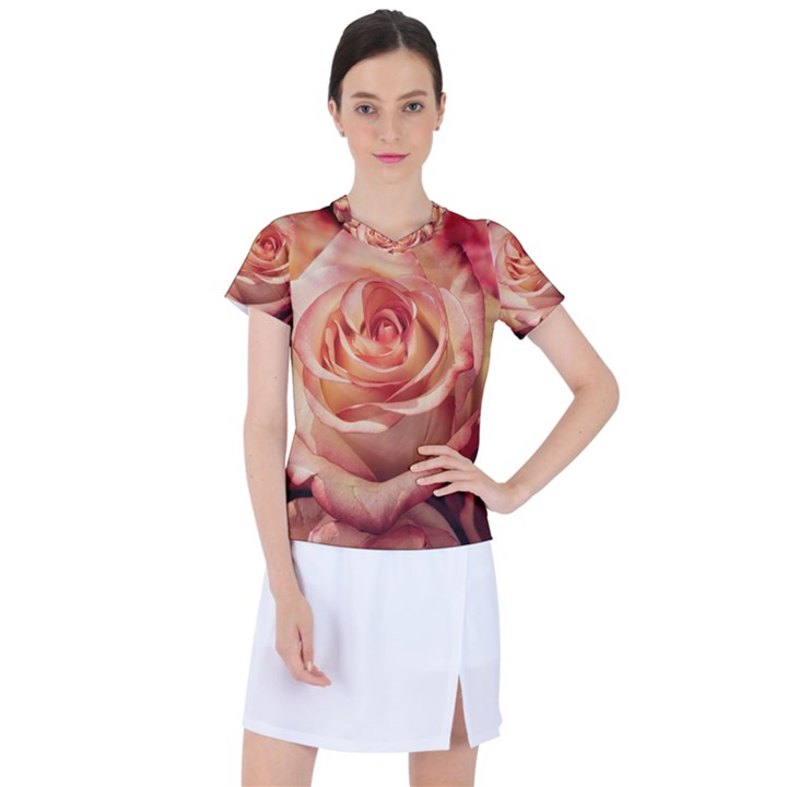 Roses-flowers-rose-bloom-petals Women s Sports Top