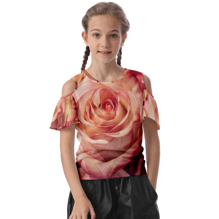 Roses-flowers-rose-bloom-petals Kids  Butterfly Cutout Tee