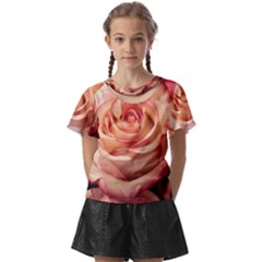 Roses-flowers-rose-bloom-petals Kids  Front Cut Tee