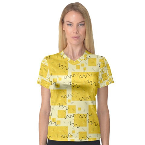 Party-confetti-yellow-squares V-neck Sport Mesh Tee by Sapixe