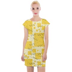 Party-confetti-yellow-squares Cap Sleeve Bodycon Dress by Sapixe