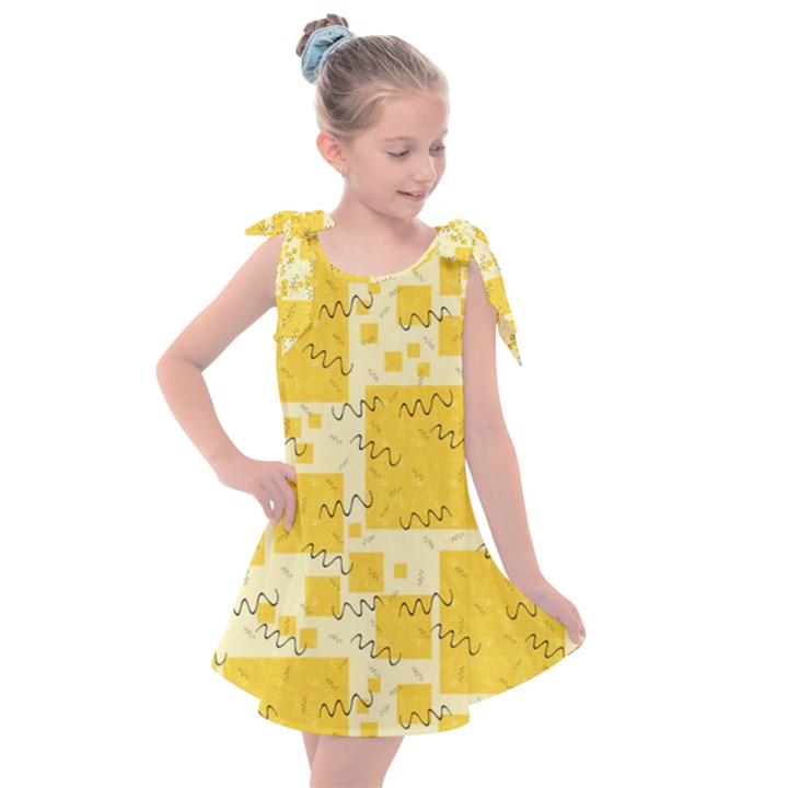 Party-confetti-yellow-squares Kids  Tie Up Tunic Dress