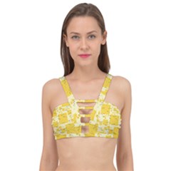 Party-confetti-yellow-squares Cage Up Bikini Top by Sapixe