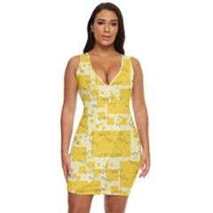 Party-confetti-yellow-squares Draped Bodycon Dress by Sapixe