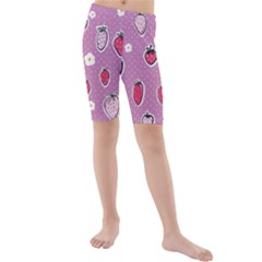 Juicy Strawberries Kids  Mid Length Swim Shorts by SychEva