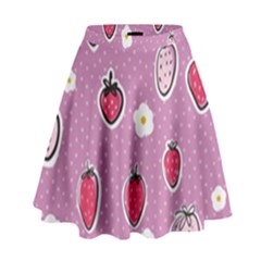 Juicy Strawberries High Waist Skirt by SychEva