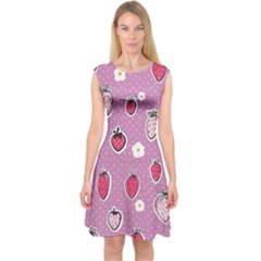 Juicy Strawberries Capsleeve Midi Dress by SychEva