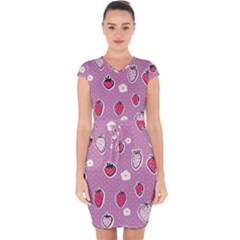 Juicy Strawberries Capsleeve Drawstring Dress  by SychEva