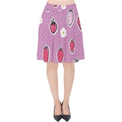 Juicy Strawberries Velvet High Waist Skirt by SychEva