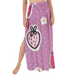 Juicy Strawberries Maxi Chiffon Tie-up Sarong by SychEva