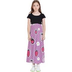 Juicy Strawberries Kids  Flared Maxi Skirt by SychEva