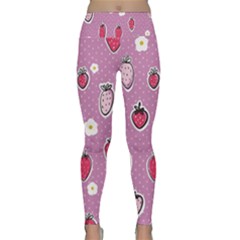 Juicy Strawberries Lightweight Velour Classic Yoga Leggings by SychEva