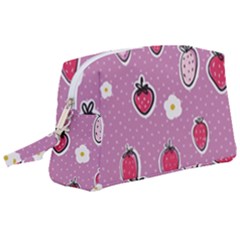 Juicy Strawberries Wristlet Pouch Bag (large) by SychEva