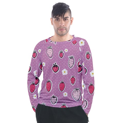 Juicy Strawberries Men s Long Sleeve Raglan Tee by SychEva