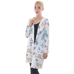 Doodle Pattern Hooded Pocket Cardigan by Sapixe