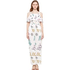 Doodle Pattern Draped Sleeveless Chiffon Jumpsuit