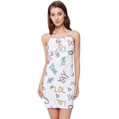 Doodle Pattern Summer Tie Front Dress