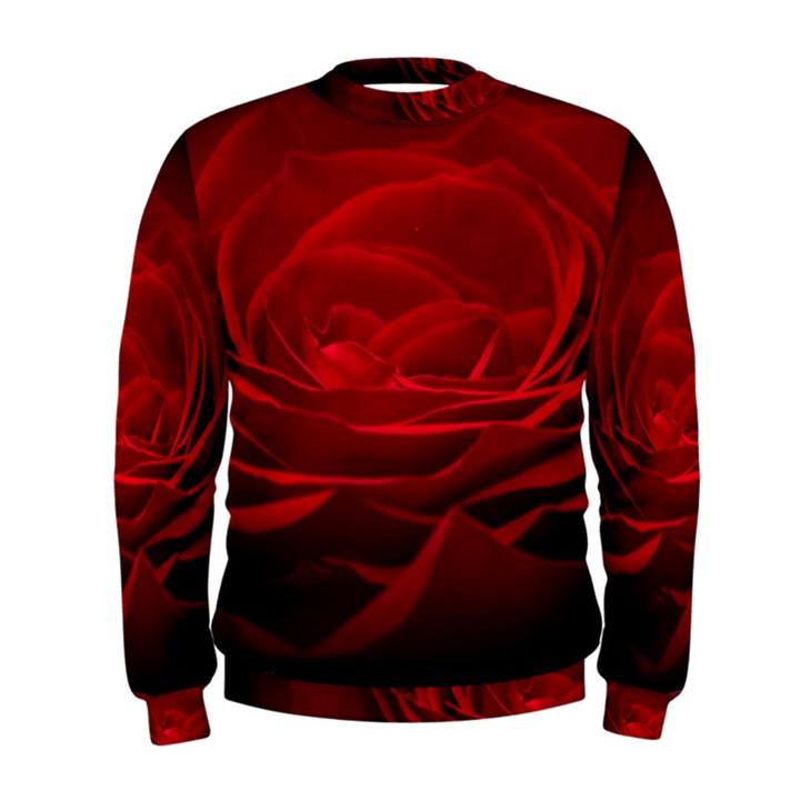 Rose-red-rose-red-flower-petals-waves-glow Men s Sweatshirt