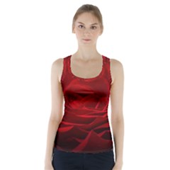 Rose-red-rose-red-flower-petals-waves-glow Racer Back Sports Top by Sapixe