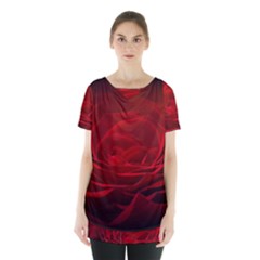 Rose-red-rose-red-flower-petals-waves-glow Skirt Hem Sports Top by Sapixe