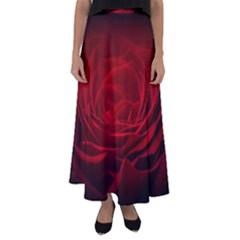 Rose-red-rose-red-flower-petals-waves-glow Flared Maxi Skirt by Sapixe