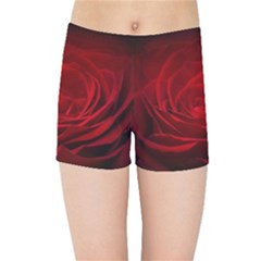 Rose-red-rose-red-flower-petals-waves-glow Kids  Sports Shorts by Sapixe