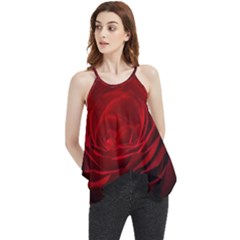 Rose-red-rose-red-flower-petals-waves-glow Flowy Camisole Tank Top by Sapixe