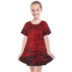 Rose-red-rose-red-flower-petals-waves-glow Kids  Smock Dress