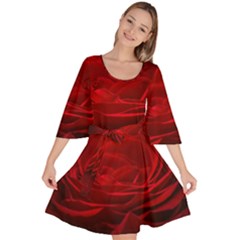 Rose-red-rose-red-flower-petals-waves-glow Velour Kimono Dress by Sapixe