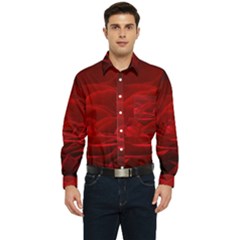 Rose-red-rose-red-flower-petals-waves-glow Men s Long Sleeve Pocket Shirt 