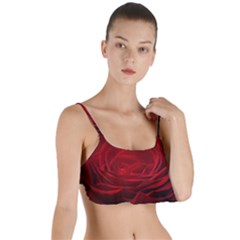 Rose-red-rose-red-flower-petals-waves-glow Layered Top Bikini Top  by Sapixe