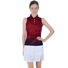 Rose-red-rose-red-flower-petals-waves-glow Women s Sleeveless Polo Tee by Sapixe