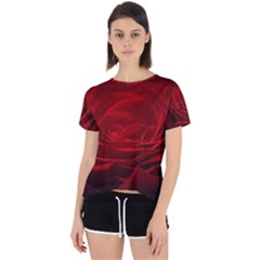 Rose-red-rose-red-flower-petals-waves-glow Open Back Sport Tee by Sapixe