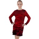 Rose-red-rose-red-flower-petals-waves-glow Long Sleeve Hoodie Dress View1