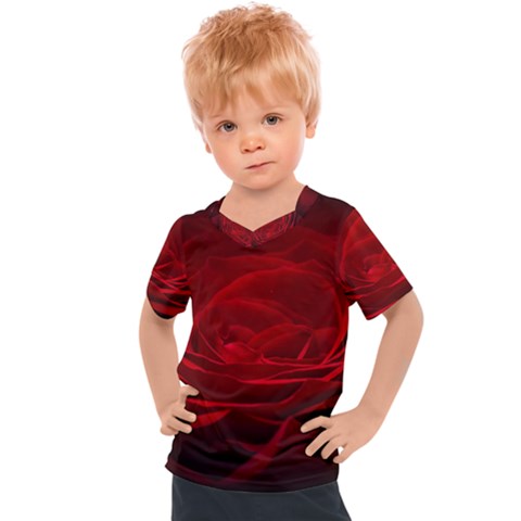 Rose-red-rose-red-flower-petals-waves-glow Kids  Sports Tee by Sapixe