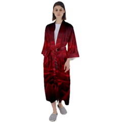 Rose-red-rose-red-flower-petals-waves-glow Maxi Satin Kimono by Sapixe