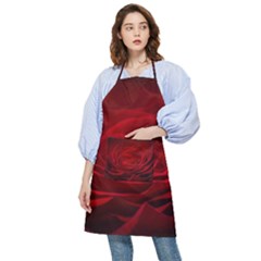 Rose-red-rose-red-flower-petals-waves-glow Pocket Apron by Sapixe