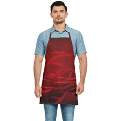 Rose-red-rose-red-flower-petals-waves-glow Kitchen Apron by Sapixe