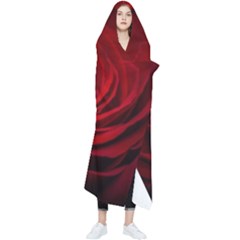 Rose-red-rose-red-flower-petals-waves-glow Wearable Blanket by Sapixe