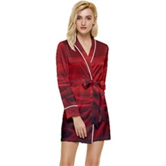 Rose-red-rose-red-flower-petals-waves-glow Long Sleeve Satin Robe by Sapixe