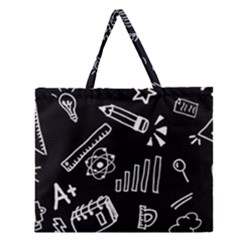 Knowledge-drawing-education-science Zipper Large Tote Bag by Sapixe