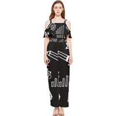 Knowledge-drawing-education-science Draped Sleeveless Chiffon Jumpsuit