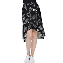 Knowledge-drawing-education-science Frill Hi Low Chiffon Skirt