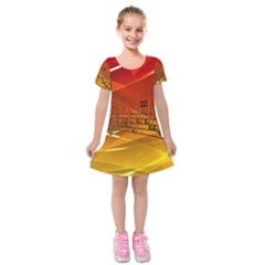 Music-notes-melody-note-sound Kids  Short Sleeve Velvet Dress by Sapixe