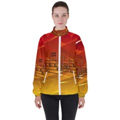 Music-notes-melody-note-sound Women s High Neck Windbreaker by Sapixe