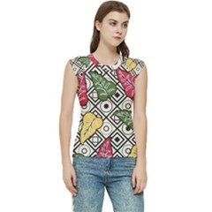 Leaves Foliage Batik Seamless Women s Raglan Cap Sleeve Tee