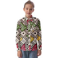 Leaves Foliage Batik Seamless Kids  Long Sleeve Shirt